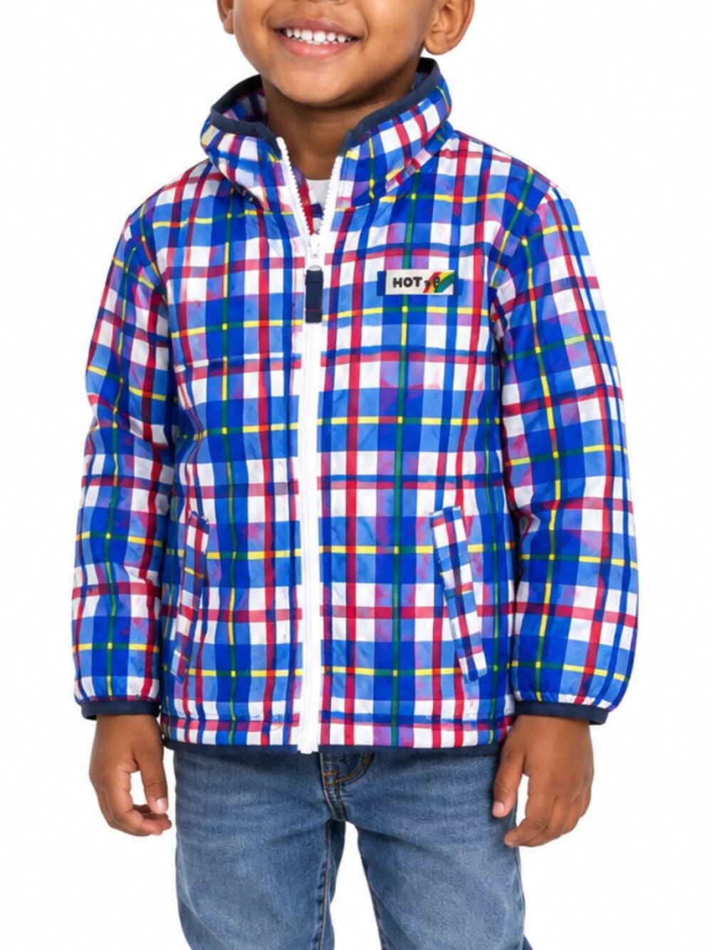 Miki House Hot Biscuits Plaid Windbreaker Jacket Size 4T/5T Kidcore Colorblock